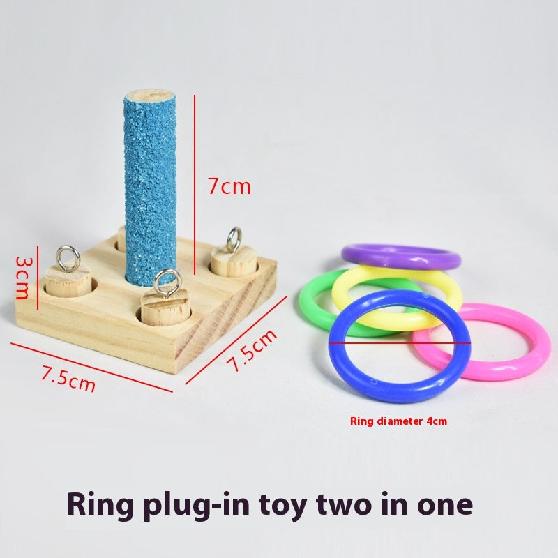 Bird Parrot Educational Toy Wooden Insert Column Puzzle Color Plug-in Cylindrical Building Blocks DIY