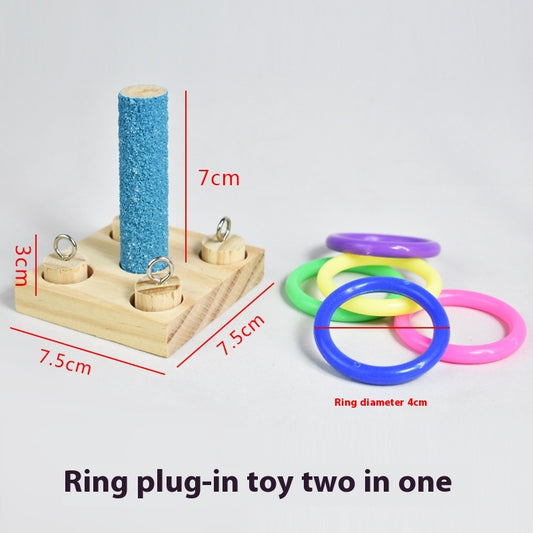 Bird Parrot Educational Toy Wooden Insert Column Puzzle Color Plug-in Cylindrical Building Blocks DIY