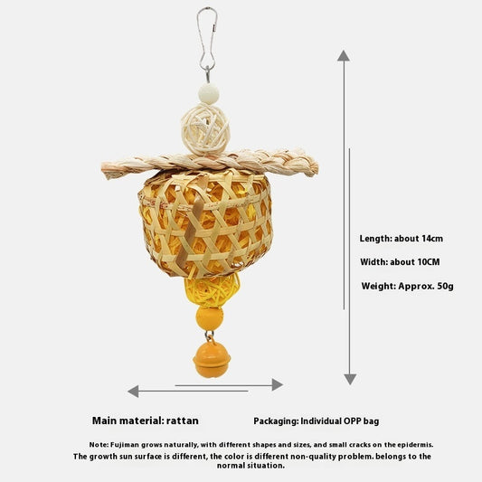 Parrot Bird Toy Bamboo Cage Scraps Of Paper Bite Pendant Corn Husk Woven